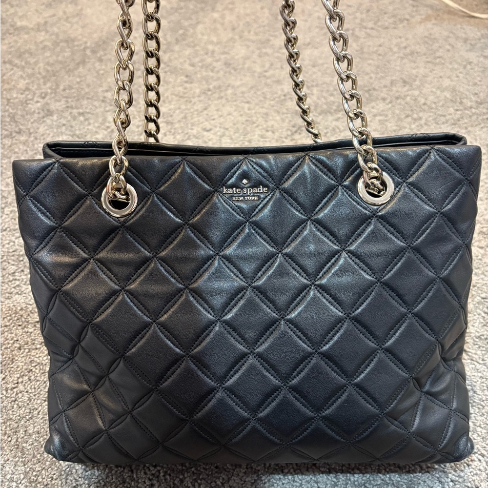 kate spade Quilted Black Leather Chain-Handle Tote